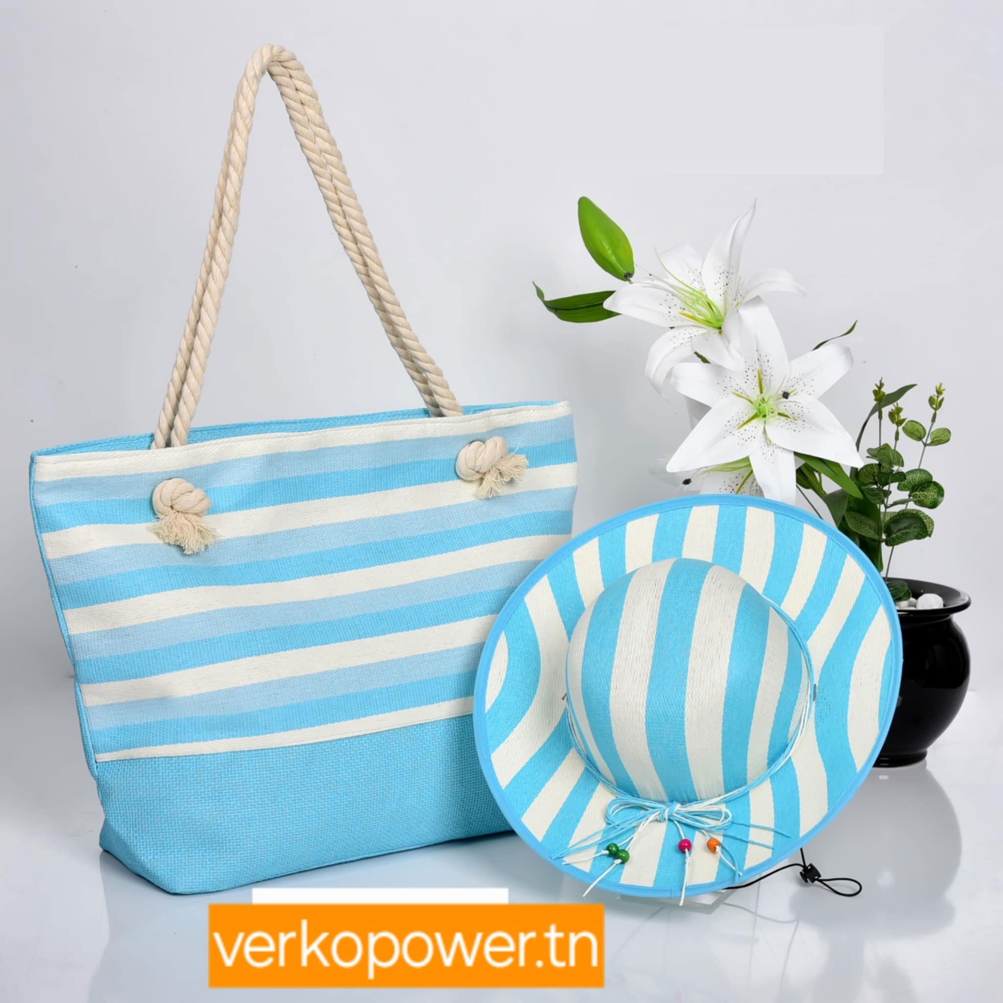 Ensemble Sac et Chapeau 2 en 1 Pour Femmes - Réf S1 Bleu -