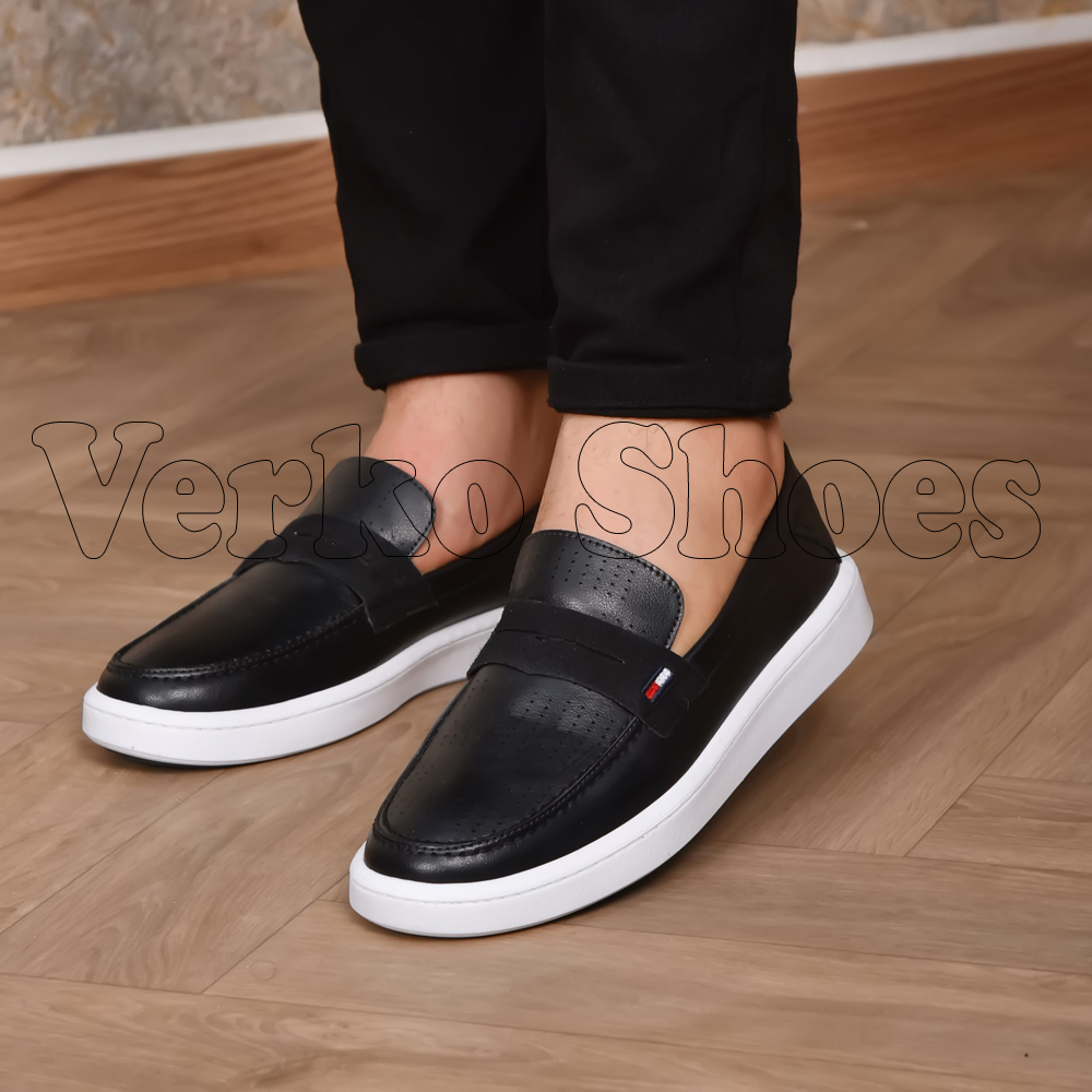 Moccasins En Cuir pour Hommes - Réf TH Noir -